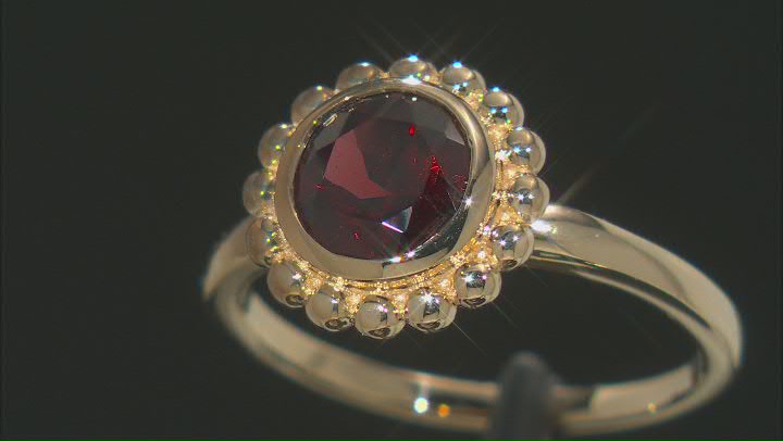 Red Garnet 18k Yellow Gold Over Sterling Silver Ring 1.36ct Video Thumbnail
