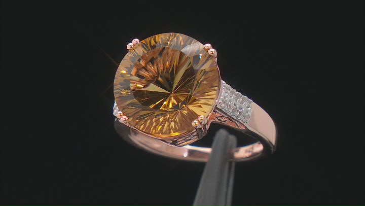 Champagne Quartz 18k Rose Gold Over Sterling Silver Ring 7.82ctw Video Thumbnail