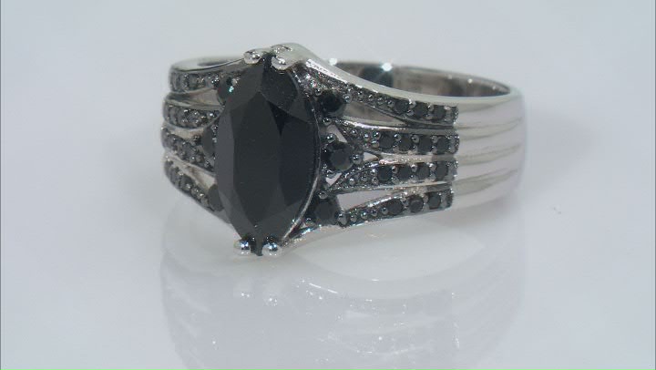 Black Spinel Rhodium Over Sterling Silver Ring 1.73ctw Video Thumbnail