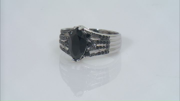 Black Spinel Rhodium Over Sterling Silver Ring 1.73ctw Video Thumbnail