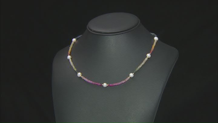 Multi-Color Sapphire 18K Yellow Gold Over Silver Necklace Video Thumbnail