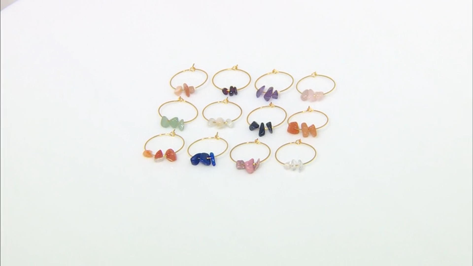 Wine Glass Charms Set of 12 in Assorted Gemstones Appx 24mm Video Thumbnail