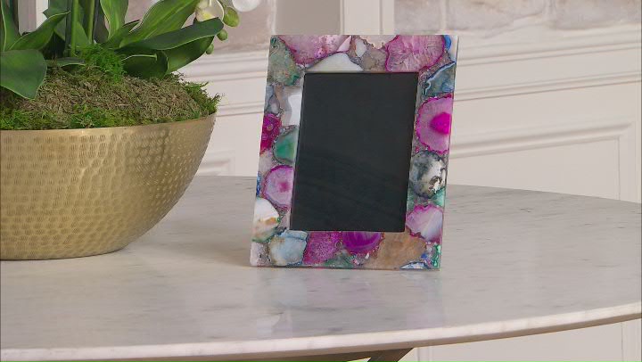 Dyed Multi Color Composite Agate Picture Frame for 5x7" Photo Video Thumbnail