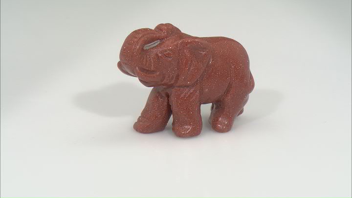 Brown Goldstone Carved Elephant Figurine Video Thumbnail