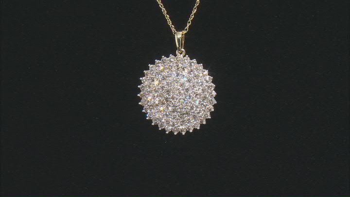 Diamond 10k Yellow Gold Cluster Pendant With 18 Inch Rope Chain 2.00ctw Video Thumbnail
