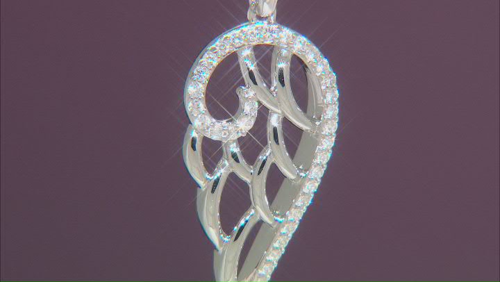 White Diamond Rhodium Over Sterling Silver Angel Wing Pendant With 16" Cable Chain 0.15ctw Video Thumbnail
