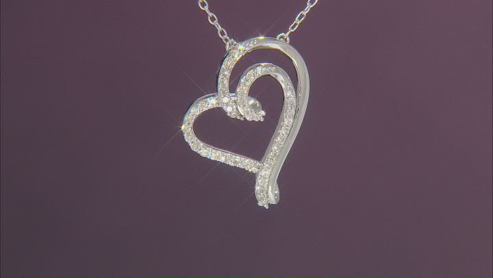White Diamond Rhodium Over Sterling Silver Heart Necklace 0.25ctw Video Thumbnail