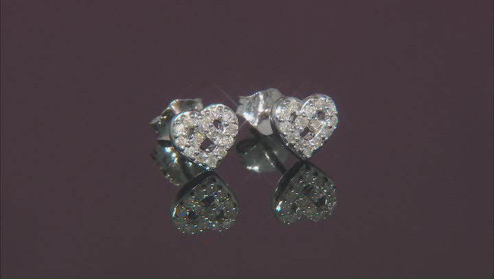 White Diamond Rhodium Over Sterling Silver Love Knot Stud Earrings 0.20ctw Video Thumbnail