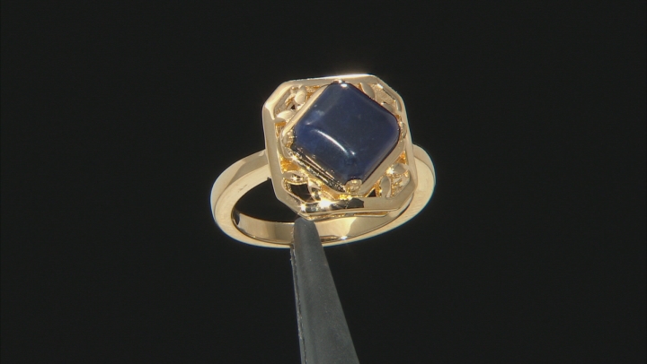 Blue sodalite 18k gold over sterling silver solitaire ring Video Thumbnail