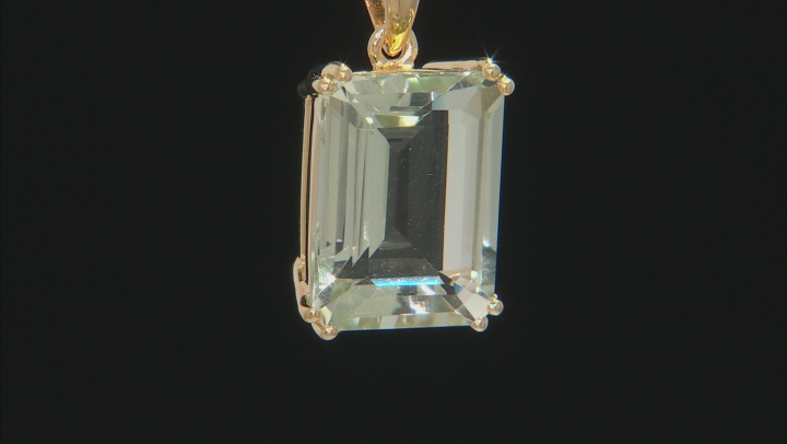 Green Prasiolite 18k yellow gold over silver pendant with chain 17.66ct Video Thumbnail