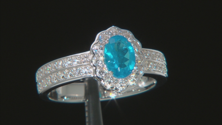 Blue neon apatite sterling silver ring 1.77ctw Video Thumbnail