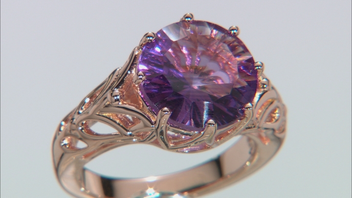Purple amethyst 18k rose gold over silver ring 3.88ct Video Thumbnail