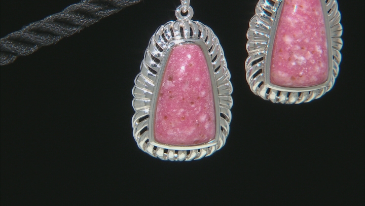 Red Thulite rhodium over sterling silver earrings Video Thumbnail