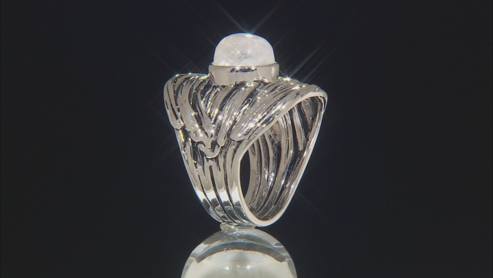 White moonstone rhodium over silver ring Video Thumbnail