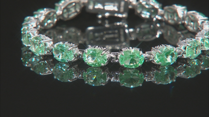 Green Lab Created Spinel Rhodium Over Silver Bracelet 19.80ctw Video Thumbnail