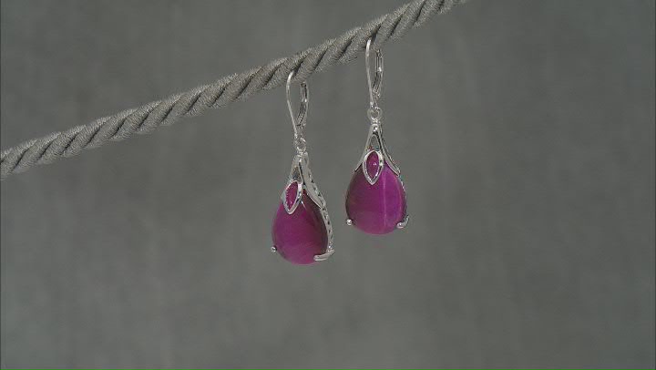 Pink tiger's eye rhodium over silver earrings Video Thumbnail