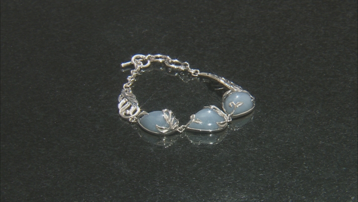Blue angelite rhodium over sterling silver toggle bracelet Video Thumbnail