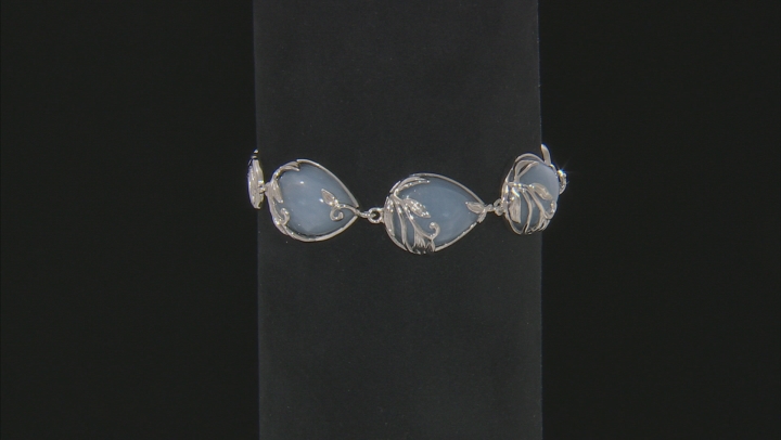 Blue angelite rhodium over sterling silver toggle bracelet Video Thumbnail
