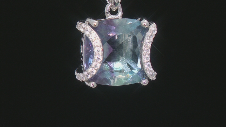 Bi-Color Fluorite Rhodium Over Sterling Silver Pendant With Chain 4.56ctw Video Thumbnail