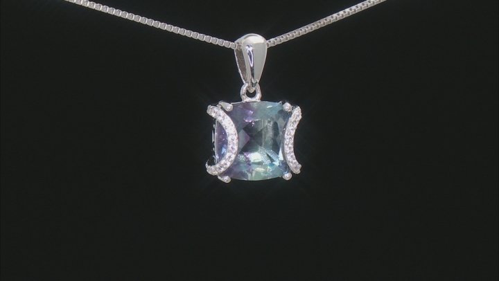 Bi-Color Fluorite Rhodium Over Sterling Silver Pendant With Chain 4.56ctw Video Thumbnail