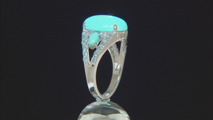 Blue turquoise rhodium over silver ring .75ctw Video Thumbnail