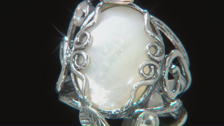 White South Sea Mother-of-Pearl & White Topaz Sterling Silver Ring Video Thumbnail