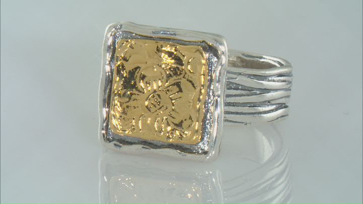 Sterling Silver With 14k Yellow Gold Over Accent Ring Video Thumbnail