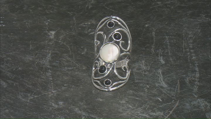 White South Sea Mother-Of-Pearl With Black Onyx Sterling Silver Ring Video Thumbnail