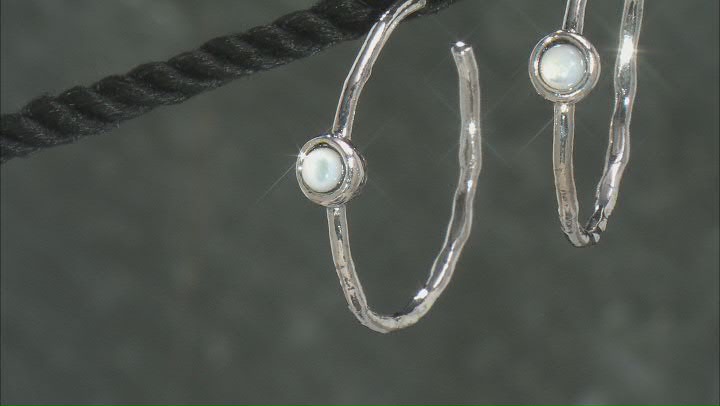 White South Sea Mother-Of-Pearl Sterling Silver Hoop Earrings Video Thumbnail