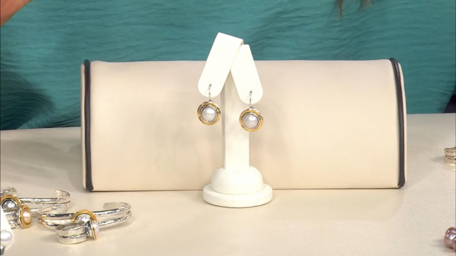 White Cultured Freshwater Pearl Sterling Silver & 14k Yellow Gold Over Silver Two-Tone Earrings Video Thumbnail