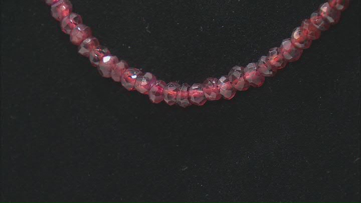 Womens Faceted Bead Necklace Red-Orange Garnet Approx 50ctw Sterling Silver Video Thumbnail