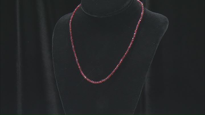 Womens Faceted Bead Necklace Red-Orange Garnet Approx 50ctw Sterling Silver Video Thumbnail