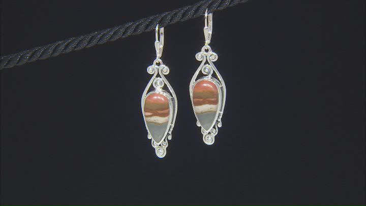 Polychrome Jasper Sterling Silver Dangle Earrings Video Thumbnail