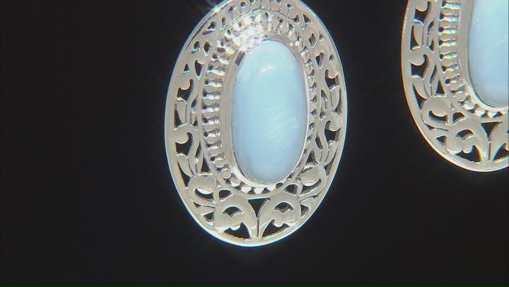Blue Opal Sterling Silver Filigree Design Dangle Earrings Video Thumbnail