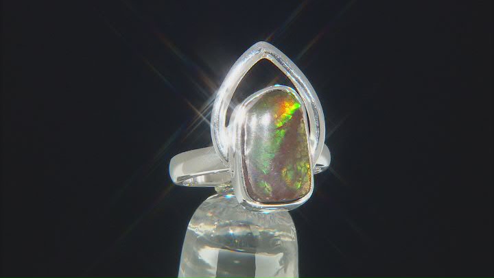 Ammolite Doublet Sterling Silver Ring Video Thumbnail