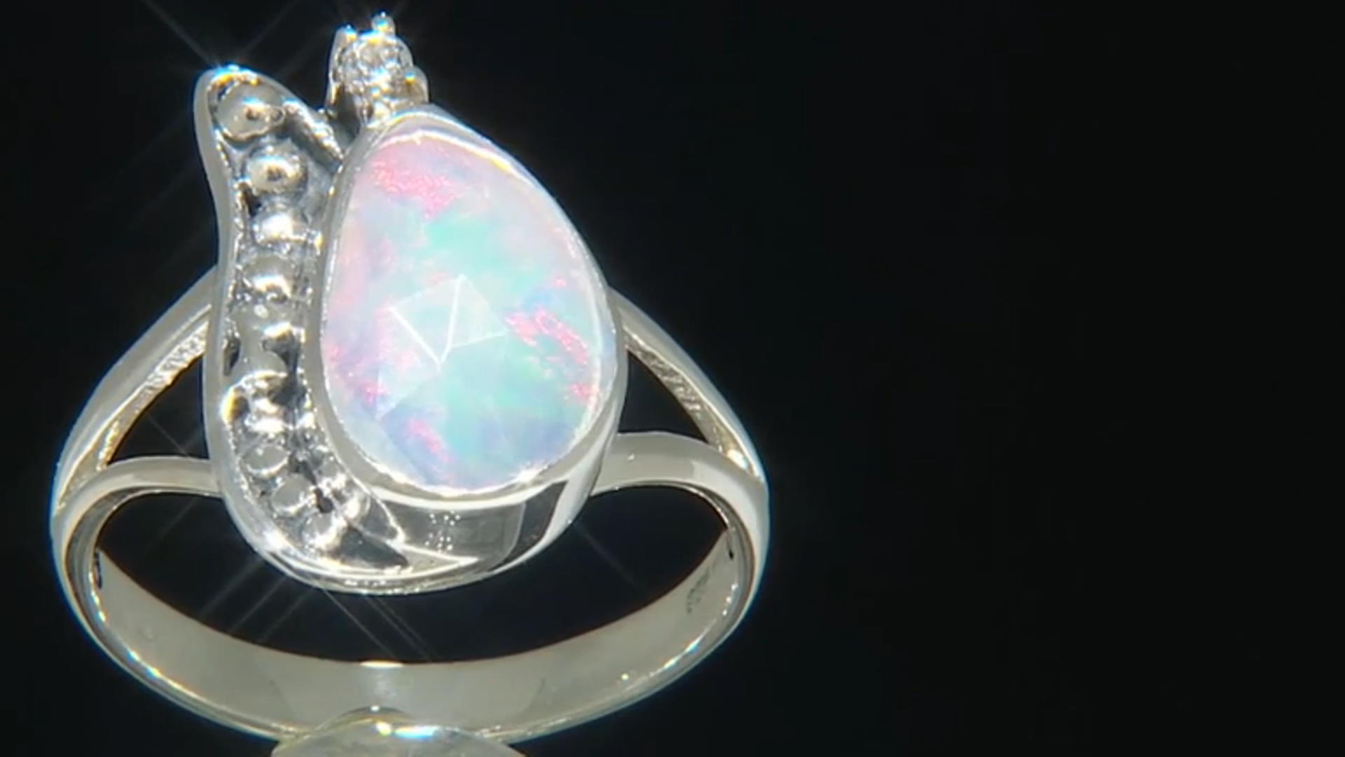 Ethiopian Opal & White Topaz Sterling Silver Ring 0.82 Video Thumbnail