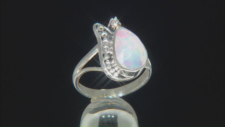 Ethiopian Opal & White Topaz Sterling Silver Ring 0.82 Video Thumbnail