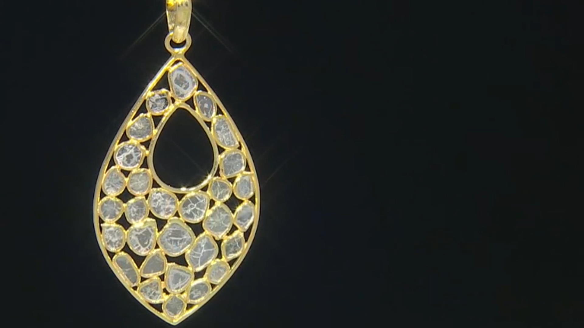 Polki Diamond 18K Yellow Gold Over Silver Pendant Video Thumbnail