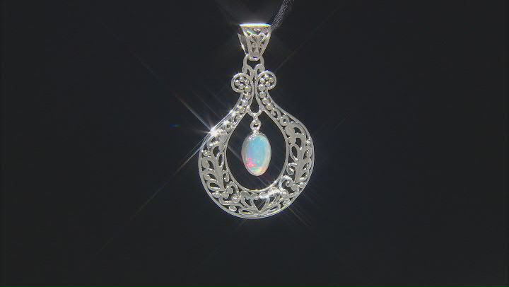 White Ethiopian Opal Sterling Silver Pendant Video Thumbnail