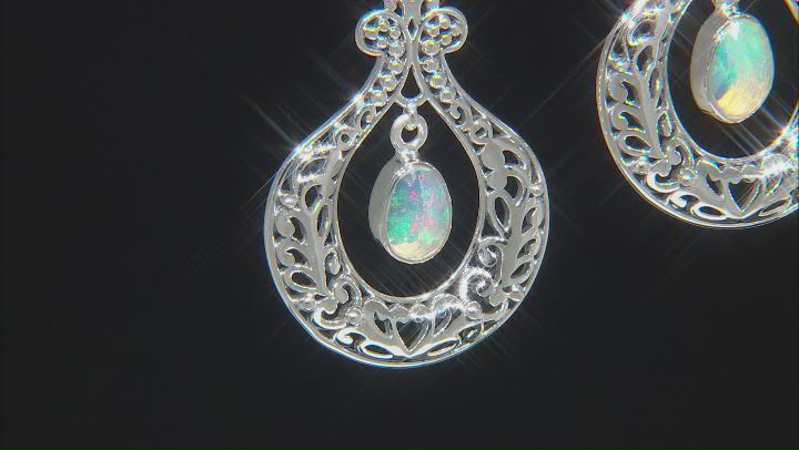 White Ethiopian Opal Sterling Silver Earrings 0.68ctw Video Thumbnail