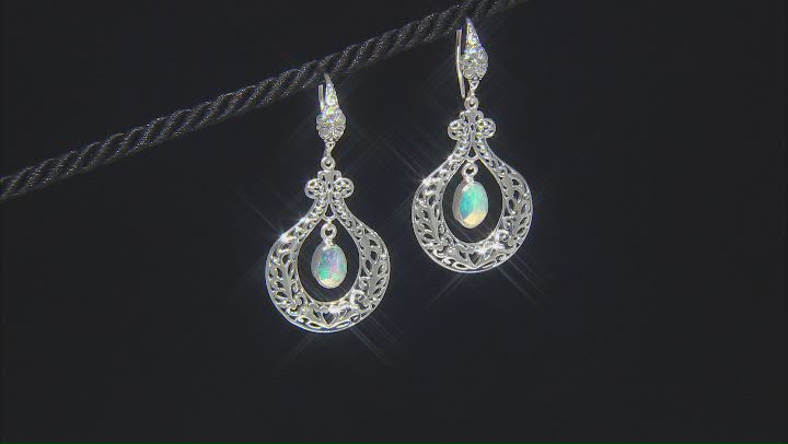 White Ethiopian Opal Sterling Silver Earrings 0.68ctw Video Thumbnail