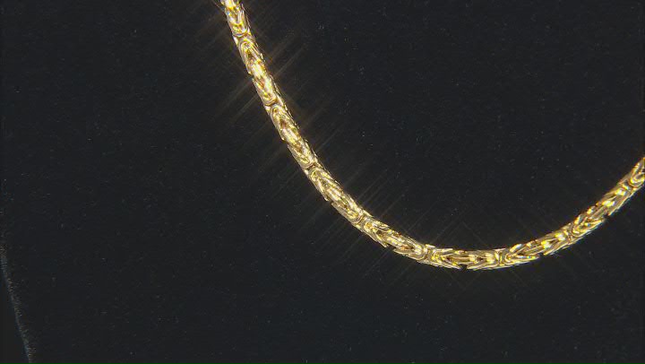 18k Yellow Gold Over Sterling Silver 3mm Byzantine Necklace