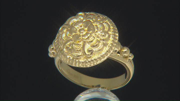 18K Gold Over Sterling Silver Tribal Ring Video Thumbnail