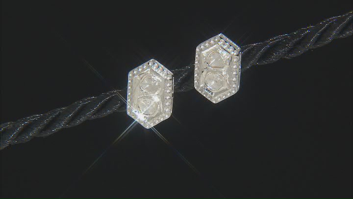 Foil-Backed Polki Diamond Sterling Silver Stud Earrings Video Thumbnail
