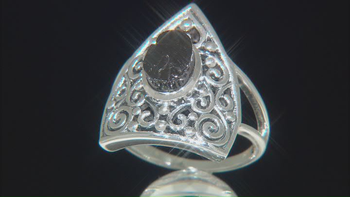 Rough Black Shungite Sterling Silver Ring Video Thumbnail