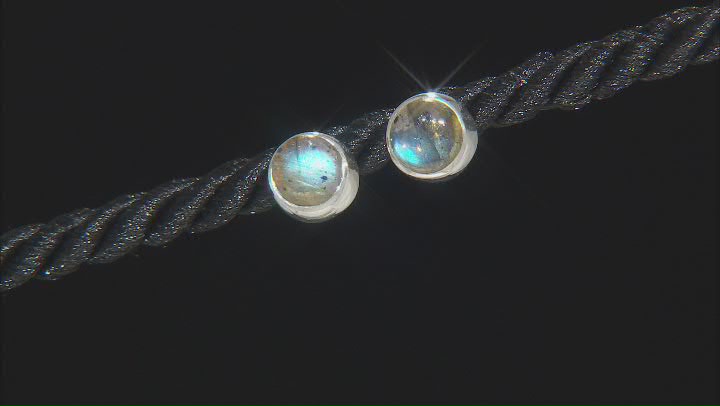 Round Labradorite And Round Rainbow Moonstone Set of Two Sterling Silver Stud Earrings Video Thumbnail