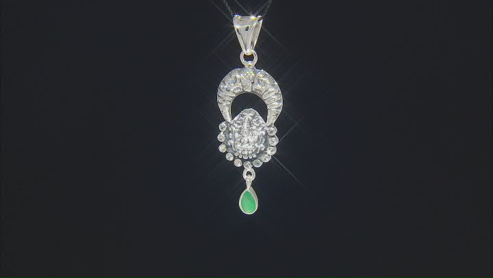 Green Emerald and White Topaz Sterling Silver Pendant 0.54ctw Video Thumbnail