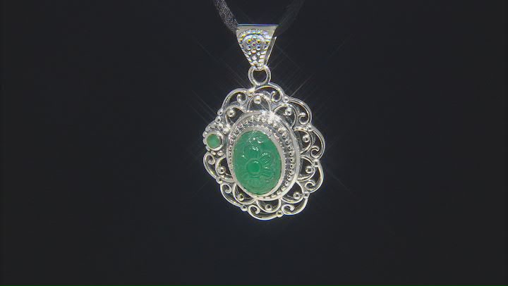 Green Onyx With Emerald Sterling Silver Pendant 0.25ct Video Thumbnail