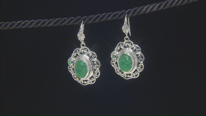 Green Onyx With Emerald Sterling Silver Earrings 0.24ct Video Thumbnail