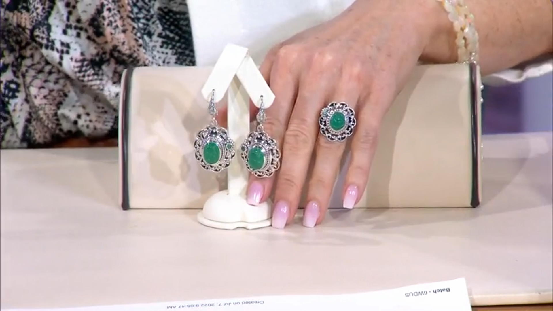 Green Onyx With Emerald Sterling Silver Ring 0.14ct Video Thumbnail